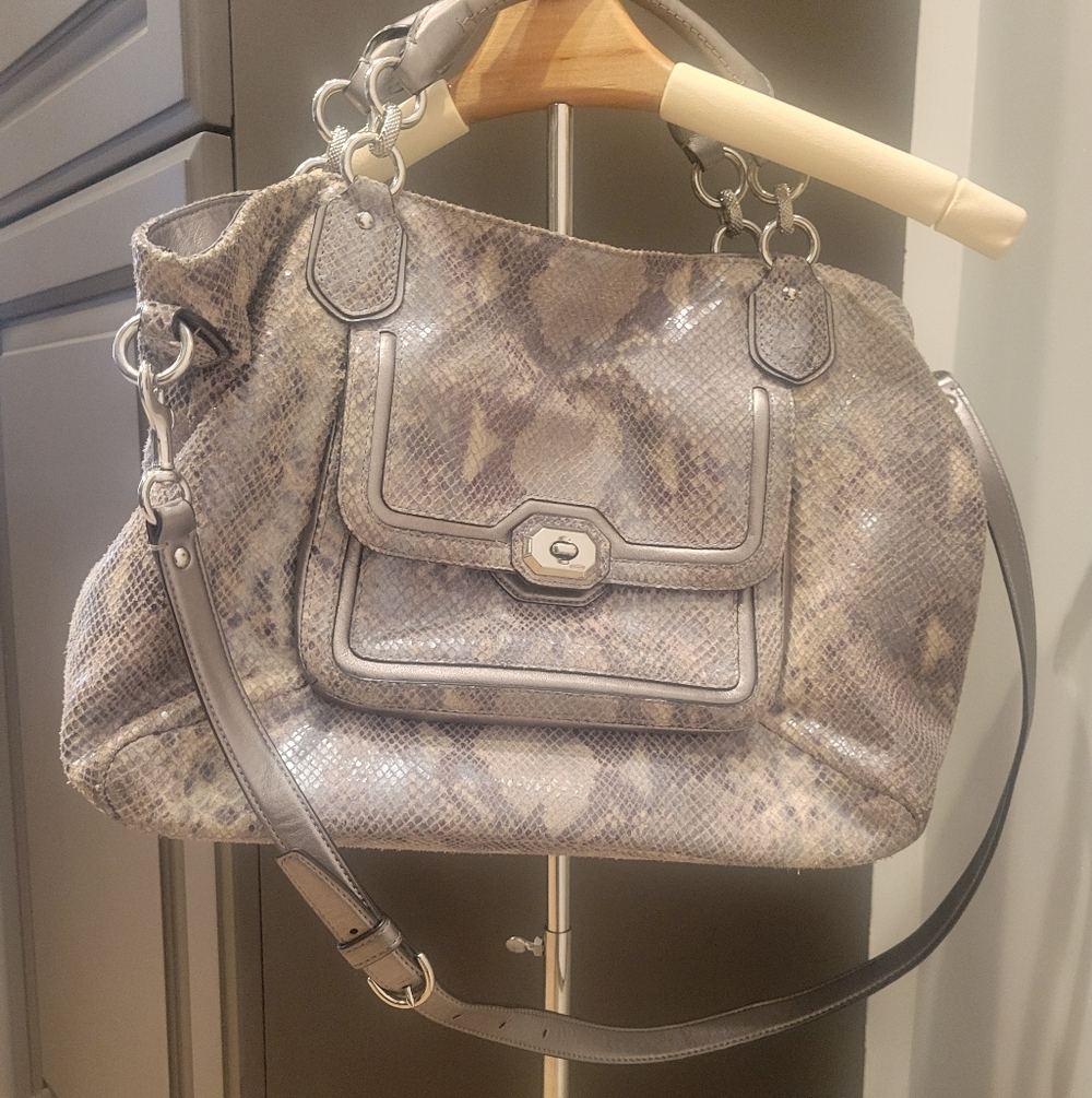 Coach Gray Snakeskin Patterned Women's Bag